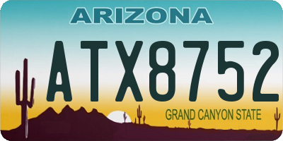 AZ license plate ATX8752