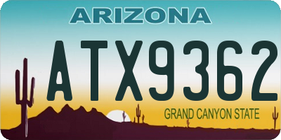 AZ license plate ATX9362