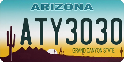 AZ license plate ATY3030