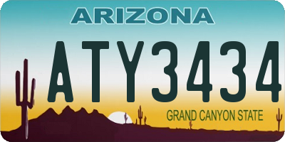 AZ license plate ATY3434