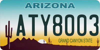 AZ license plate ATY8003