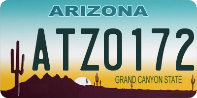AZ license plate ATZ0172