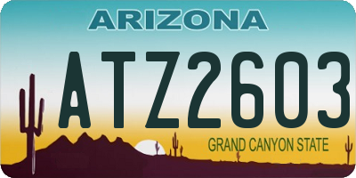 AZ license plate ATZ2603