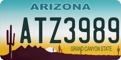 AZ license plate ATZ3989