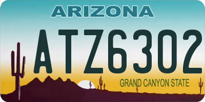 AZ license plate ATZ6302