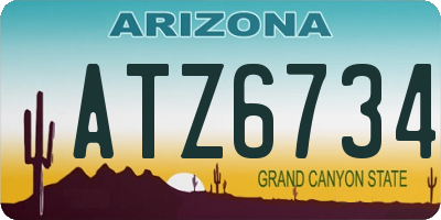 AZ license plate ATZ6734
