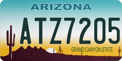 AZ license plate ATZ7205