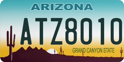 AZ license plate ATZ8010