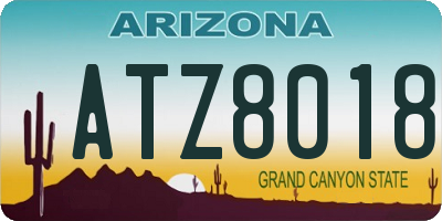 AZ license plate ATZ8018