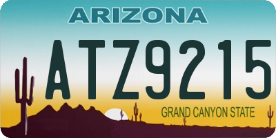 AZ license plate ATZ9215