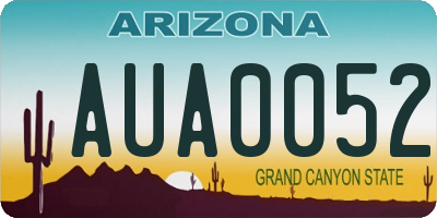 AZ license plate AUA0052