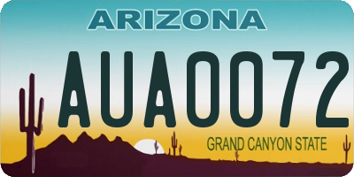 AZ license plate AUA0072