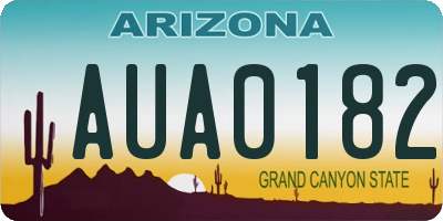 AZ license plate AUA0182
