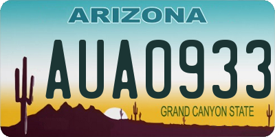 AZ license plate AUA0933
