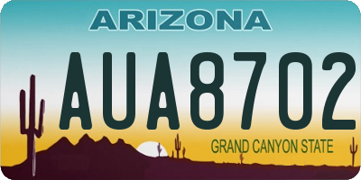 AZ license plate AUA8702
