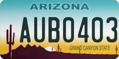 AZ license plate AUB0403