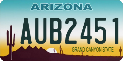 AZ license plate AUB2451