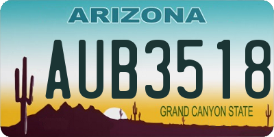 AZ license plate AUB3518