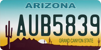 AZ license plate AUB5839