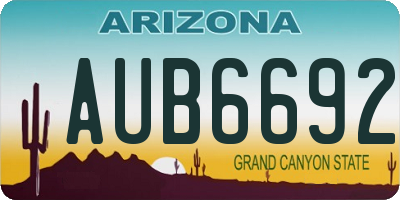 AZ license plate AUB6692