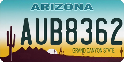 AZ license plate AUB8362