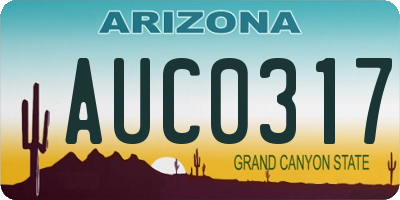 AZ license plate AUC0317