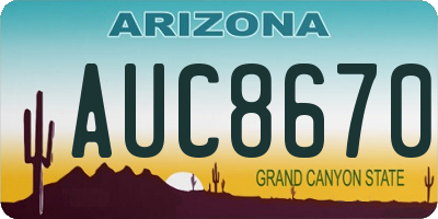 AZ license plate AUC8670
