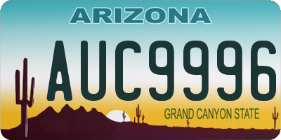 AZ license plate AUC9996