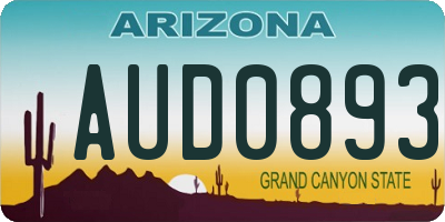 AZ license plate AUD0893