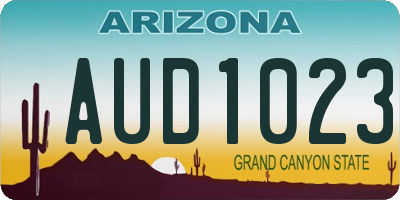 AZ license plate AUD1023