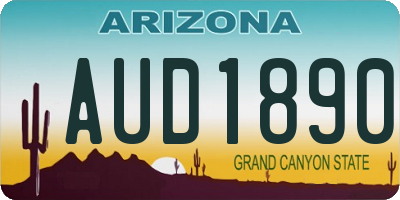 AZ license plate AUD1890