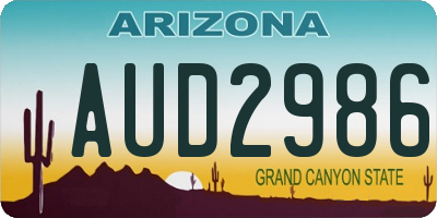 AZ license plate AUD2986