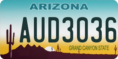 AZ license plate AUD3036