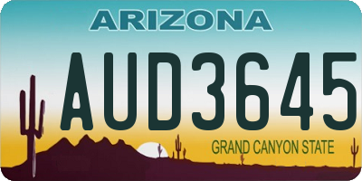 AZ license plate AUD3645
