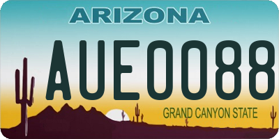 AZ license plate AUE0088