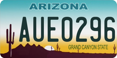 AZ license plate AUE0296