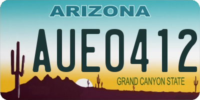 AZ license plate AUE0412