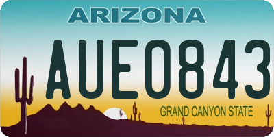 AZ license plate AUE0843