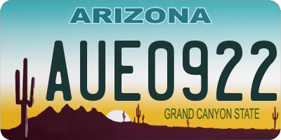 AZ license plate AUE0922