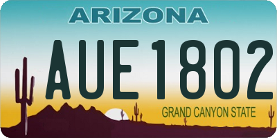 AZ license plate AUE1802