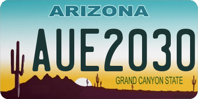 AZ license plate AUE2030
