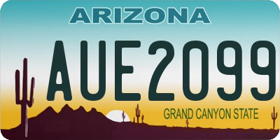 AZ license plate AUE2099