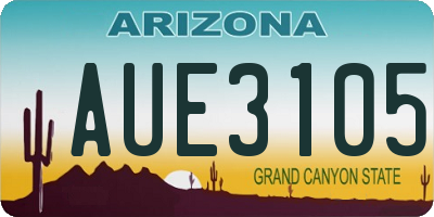 AZ license plate AUE3105