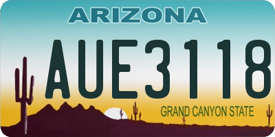 AZ license plate AUE3118