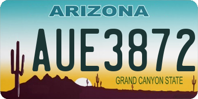 AZ license plate AUE3872