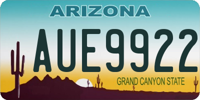 AZ license plate AUE9922