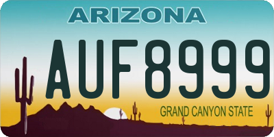 AZ license plate AUF8999