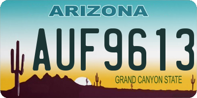 AZ license plate AUF9613
