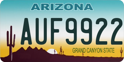 AZ license plate AUF9922