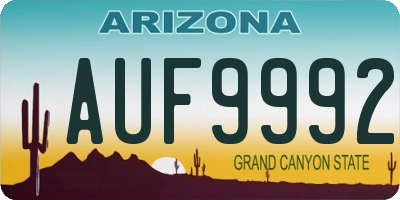 AZ license plate AUF9992